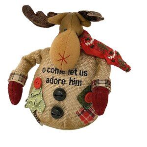 Come Let Us Adore Him Weighted Plush Moose 7.5" Holiday Christmas Decoration